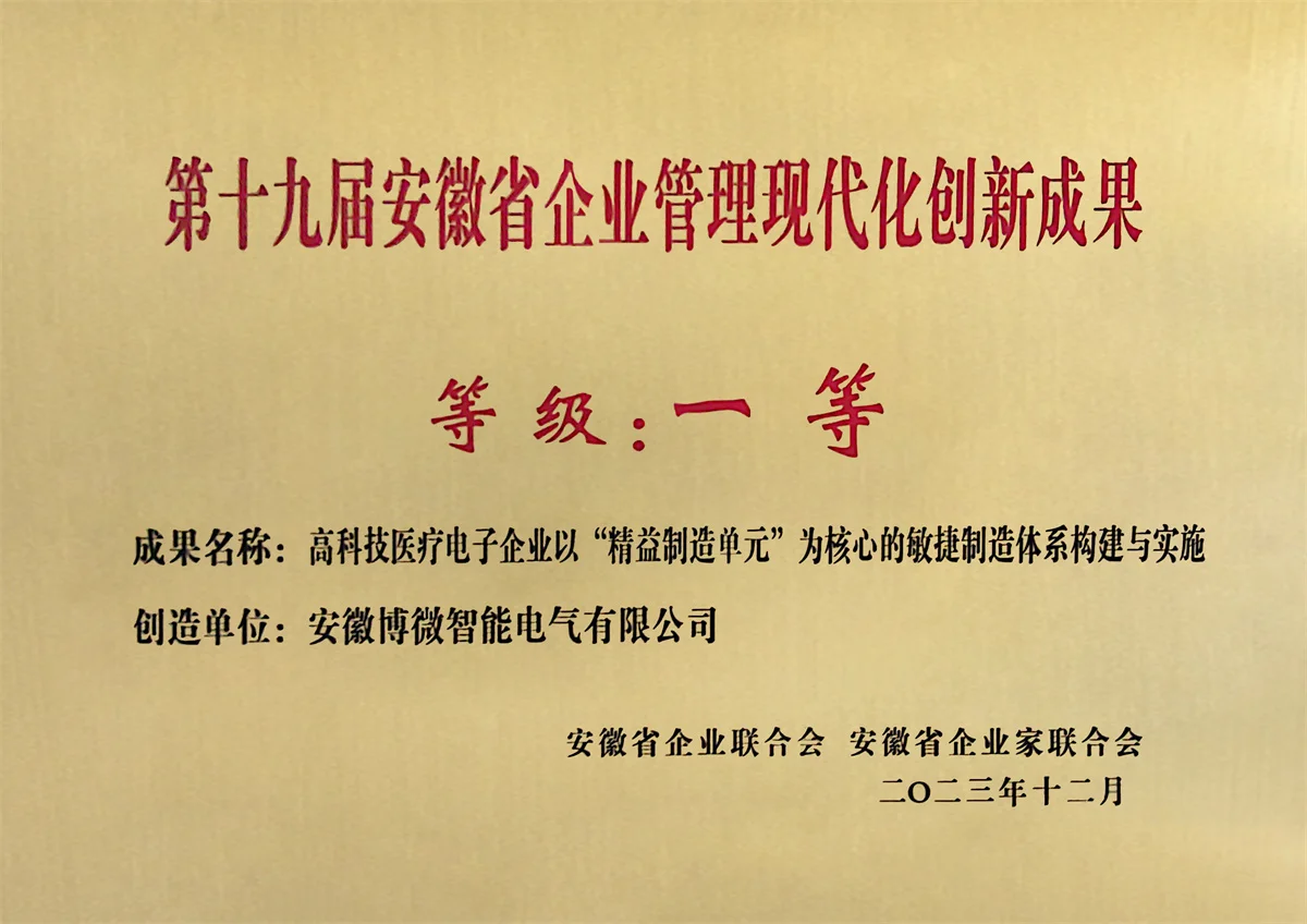 First Prise for Enterprise Management Innovation Achievements